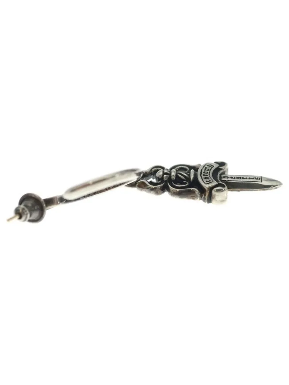 Chrome Hearts No 5 Dagger Hoop Earrings Silver